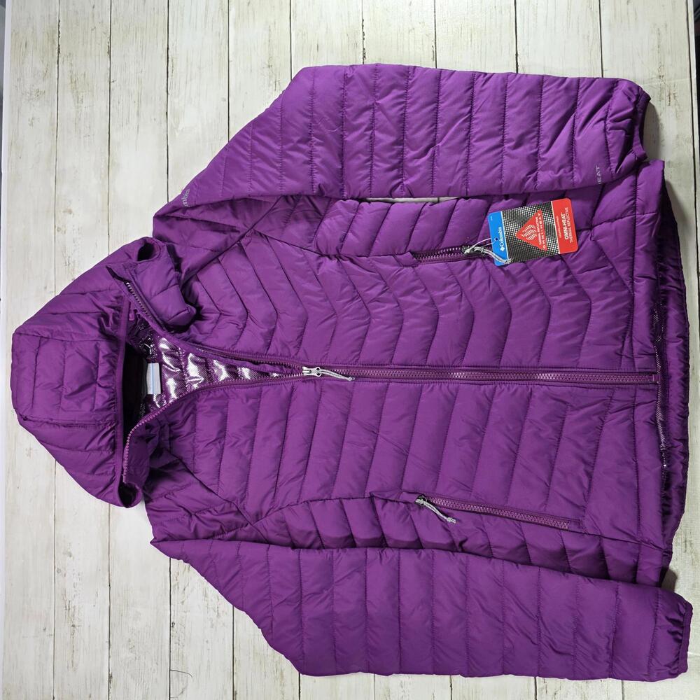 NWT Columbia Women's Purple Hooded Quilted Puffer Jacket Size S